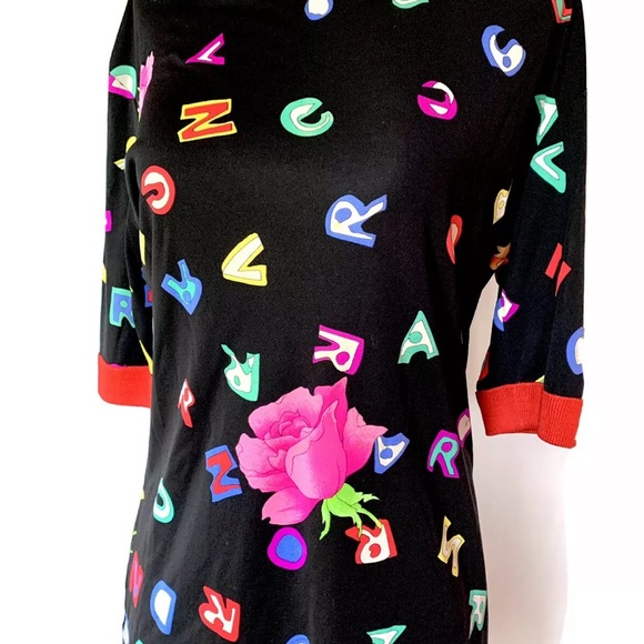 LEONARD PARIS LETTERS SILK TOP WITH SKIRT SET UNIQUE AND RARE - Picture 8 of 12